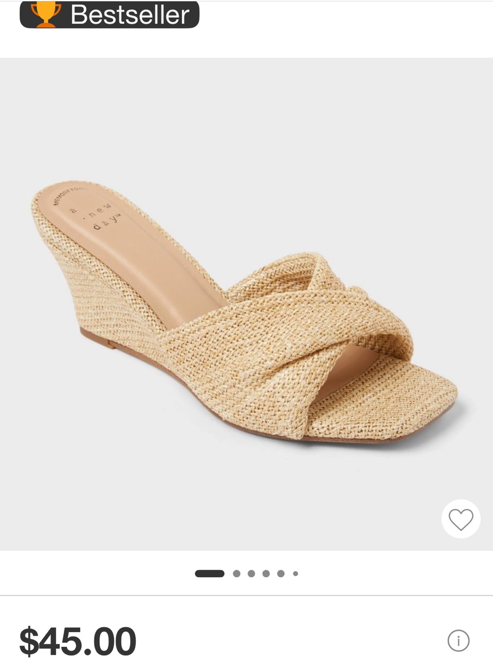 A New Day Anal Woven Tan Wedge Slide Sandals